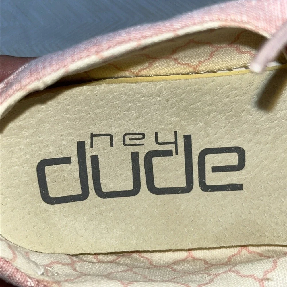 Hey Dude Girls Wendy Youth Linen Cotton Candy Slip-On Shoes Sz Y3-L4 Pink Casual